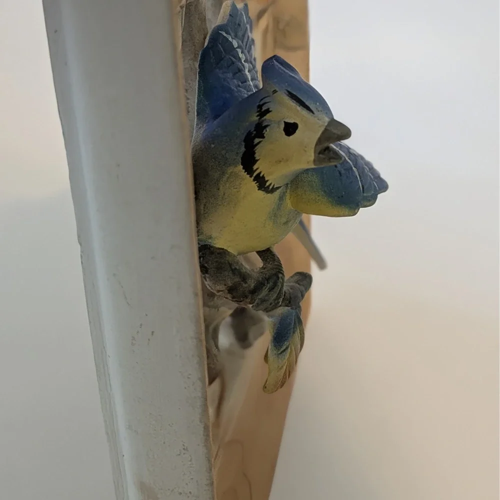 Vintage Napco Blue Jay Bird Wall Hanging C5423 Hand Painted Bisque